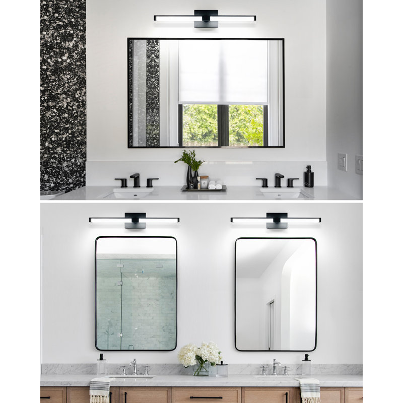 Modern Bathroom 24 Inch Dimmable Led Black Vanity Lights, Matte Black