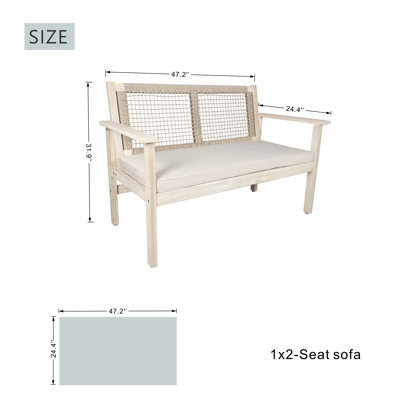 47.2" Acacia Outdoor Loveseat With Cushions