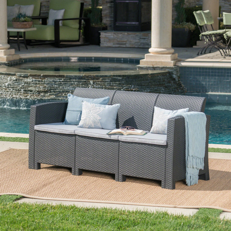Canapé d'extérieur de 67,7 po de largeur avec coussins, Gris anthracite