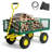 CAPHAUS Metal Garden Cart, w/ 180° Adjustable Yellow Handle, w/ Mat and Strap, 880 lbs Capacity-95773223