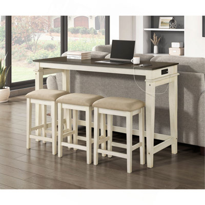Ensemble de table de salle à manger à hauteur de comptoir moderne à deux tons 4pc