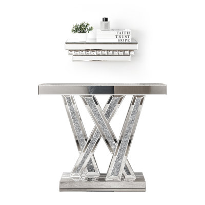 Rillamas  Mirrored Console Table Sofa Table Set