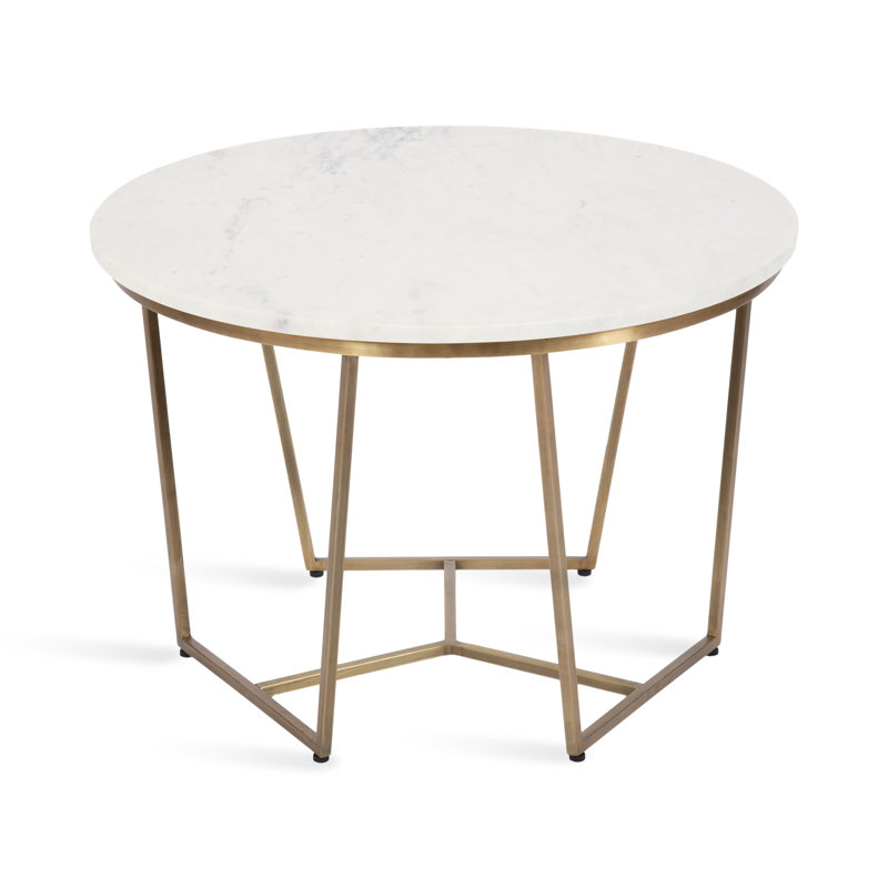 Solid Wood Top Single Coffee Table, White/Gold