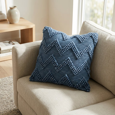 Hadley Handmade Square Cotton Chevron Throw Pillow (Cover & Insert)