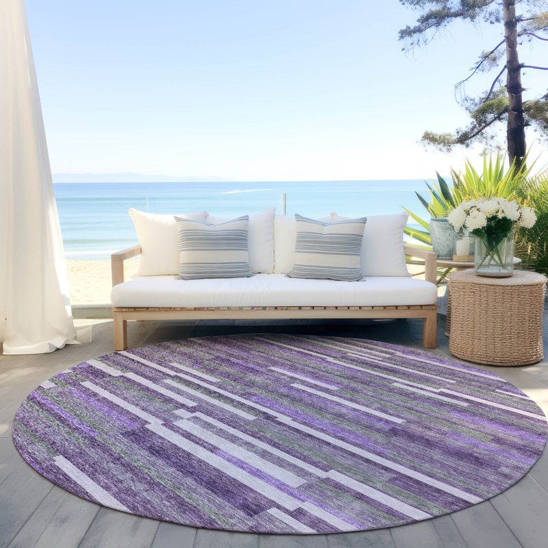 Malek Indoor/Outdoor Area Rug with Non-Slip Backing, Round 8'