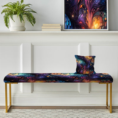 Ikat voyage coloré - banc abstrait tapissier doré