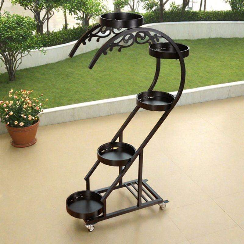 Support pour plantes d'extérieur en aluminium, Noir, noir, noir, noir