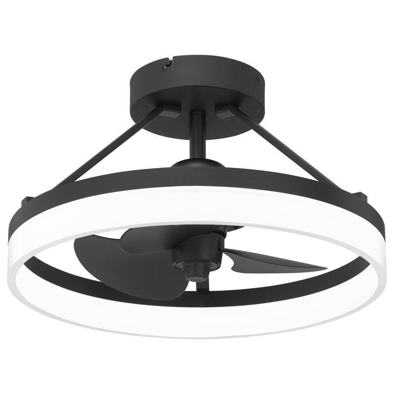 Ventilateur de plafond en cage à 3 pales de 14 po avec télécommande et ensemble d'éclairage inclus Halmstad