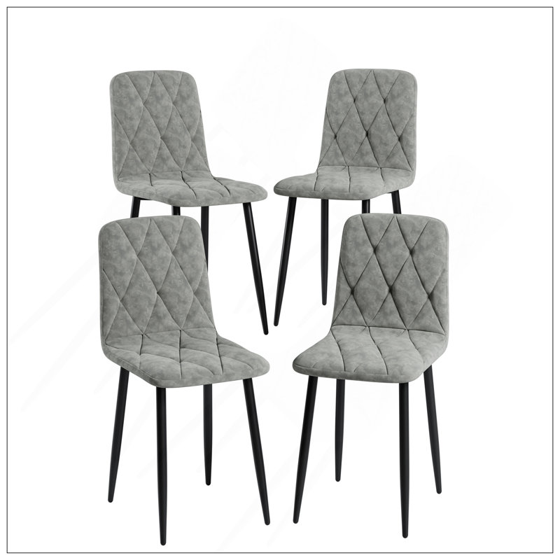 Ensemble de 4 chaises de salle à manger modernes en velours avec des pieds en métal robustes et une conception ergonomique