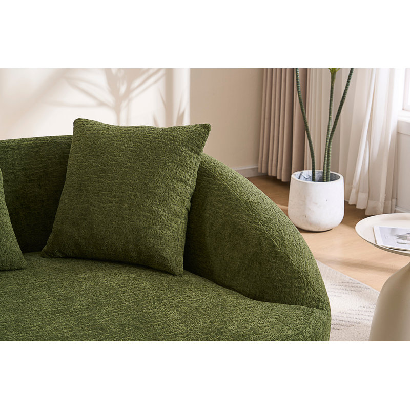 Causeuse Curved Modern, Green Chenille