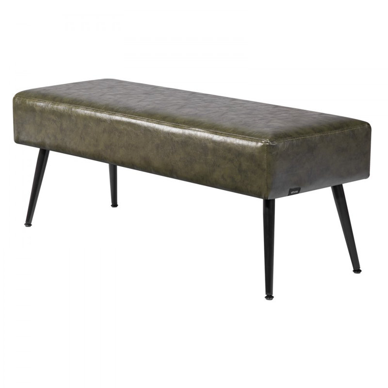 PU Leather Bedroom Bench with Metal Legs Shoe Bench for Entryway, Green