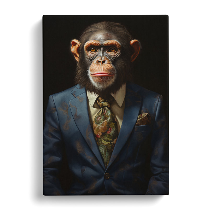 Monkey in a Suit Painting No.5 - Wrapped Canvas, 60cm H x 40cm W x 3cm D