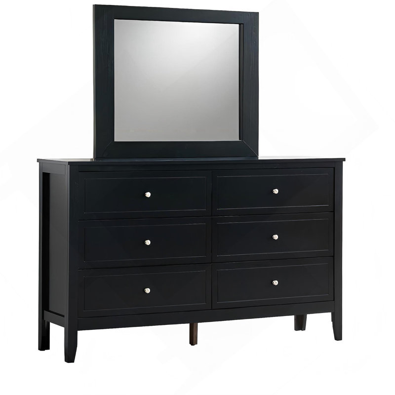 Commode 6 tiroirs Woonden, Noir