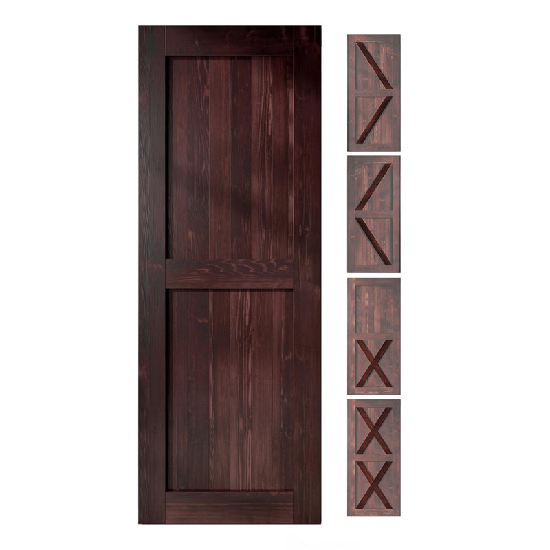 96in High 5-in-1 Design Red Mahogany Colour Solid Pine Wood Finished/Unassembled One Door Only, 42" x 96"