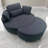 Large Round Living Room And Hotel Chair With Storage, Linen Fabric Upholstered And Cushioned For Maximum Comfort