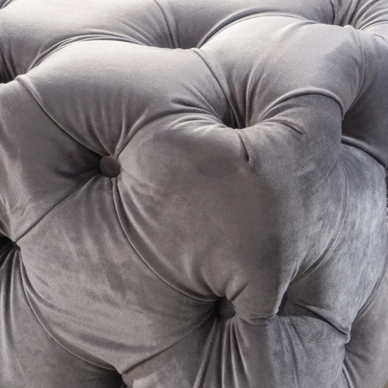 Dannetta Velvet Ottoman, Gray