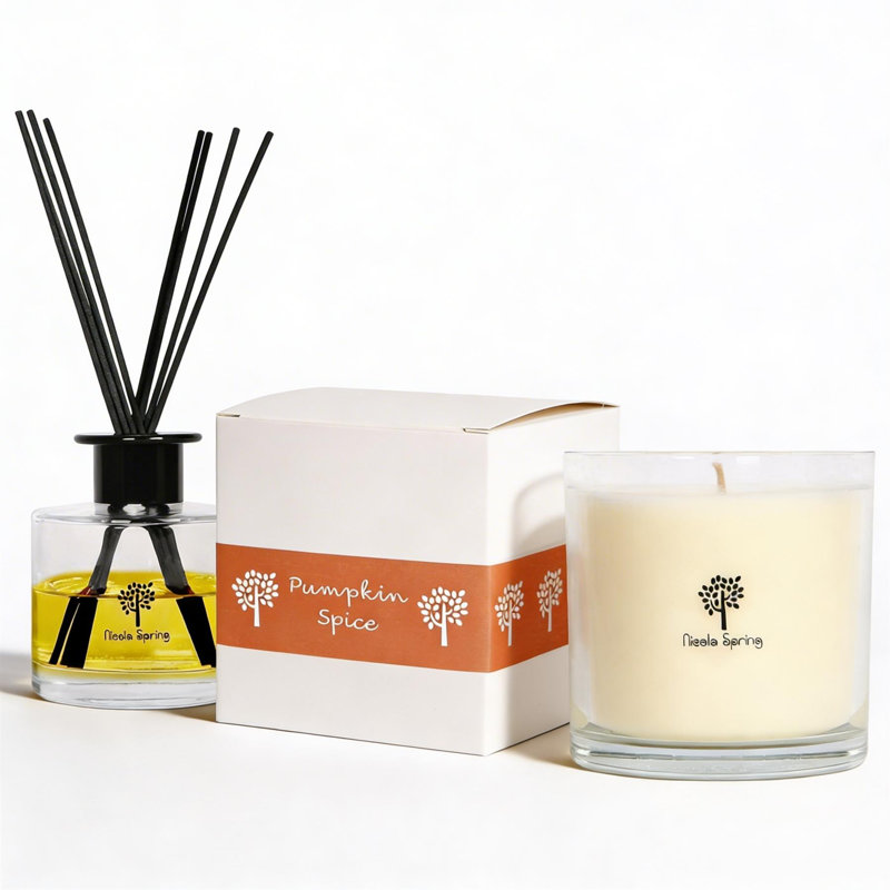 Nicola Spring Pumpkin Spice Candle & Diffuser Set - 160g Jar & 200ml Diffuser