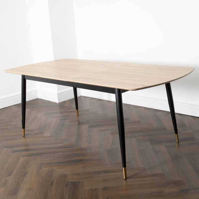 Rivanna Extendable Metal Base Dining Table, Light Oak