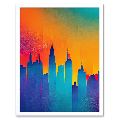 Modern Abstract New York Sunset Skyline 1 Piece Wall Art