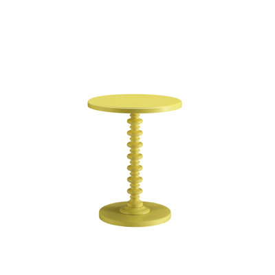 Table à piédestal ronde jaune pour utilisation décorative, base tournée, kd, pas de rangement, construction en bois, taille 17 x 22 po en jaune banane, sans partie, plateau et charge de 40 lb, hauteur 22