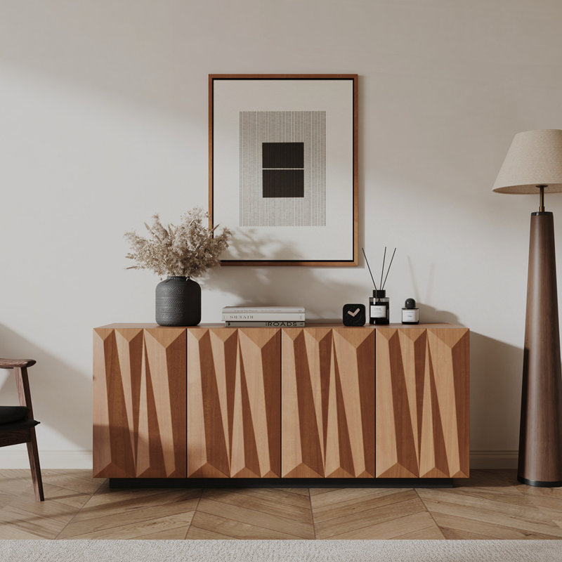 Sideboard Buffet Cabinet with Storage, Natural Walnut