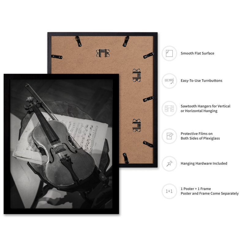 Photographie de violon, Black Framed, Poster, 18"H x 24"W