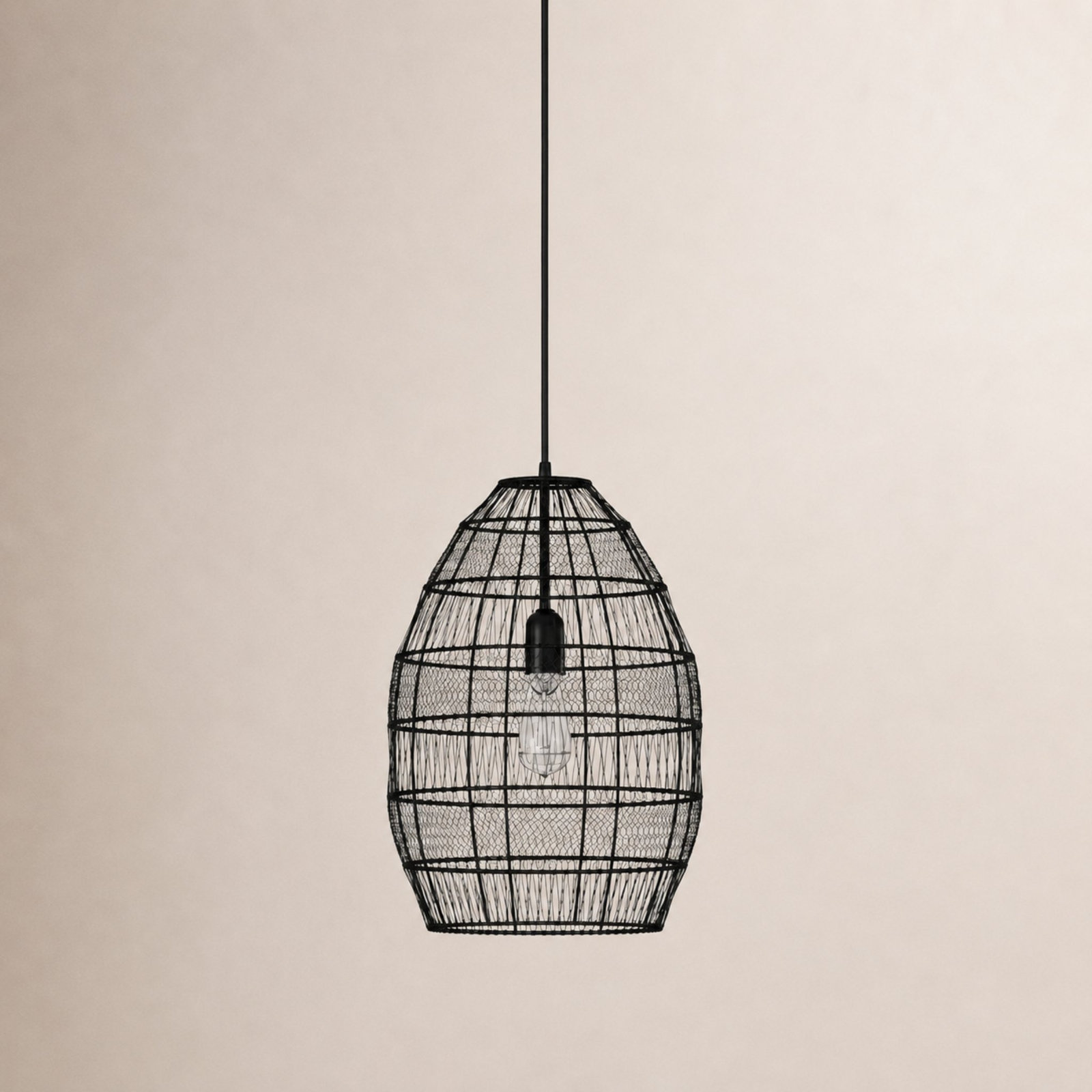 Neddie Single Light Metal Dimmable Pendant, Black