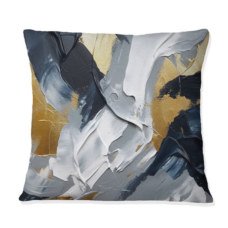 Coussin décoratif or et gris Abstractions II - formes abstraites