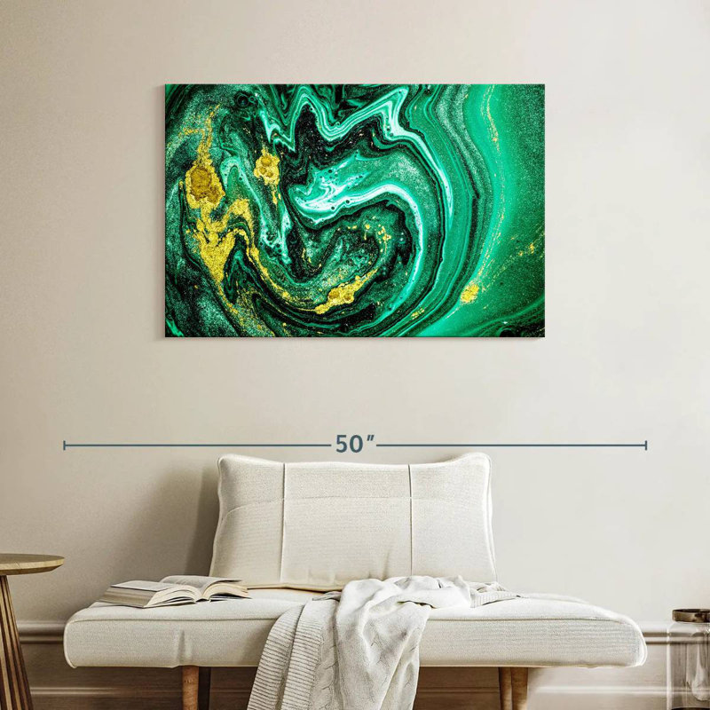 Avery Green Gold Abstract, 26" H x 39" W