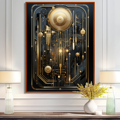 Art nouveau lune dorée - art mural paysage urbain