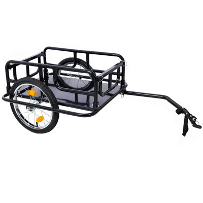 Foldable Bike Cargo Trailer With Universal Bike Hitch, Bicycle Wagon Trailer With 16" Wheels & Reflectors, Large Loading Bike Trailer Storage Cart