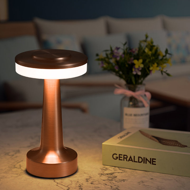 Cadienlee Cordless Rechargeable LED Table Lamp 3 Level Dimmable Touch Bedside Lamp for Nightstand Desk Bedroom, Rose Gold