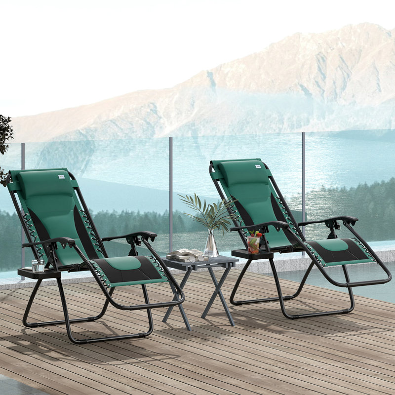 89cm Long Chaise Lounge Set, Green
