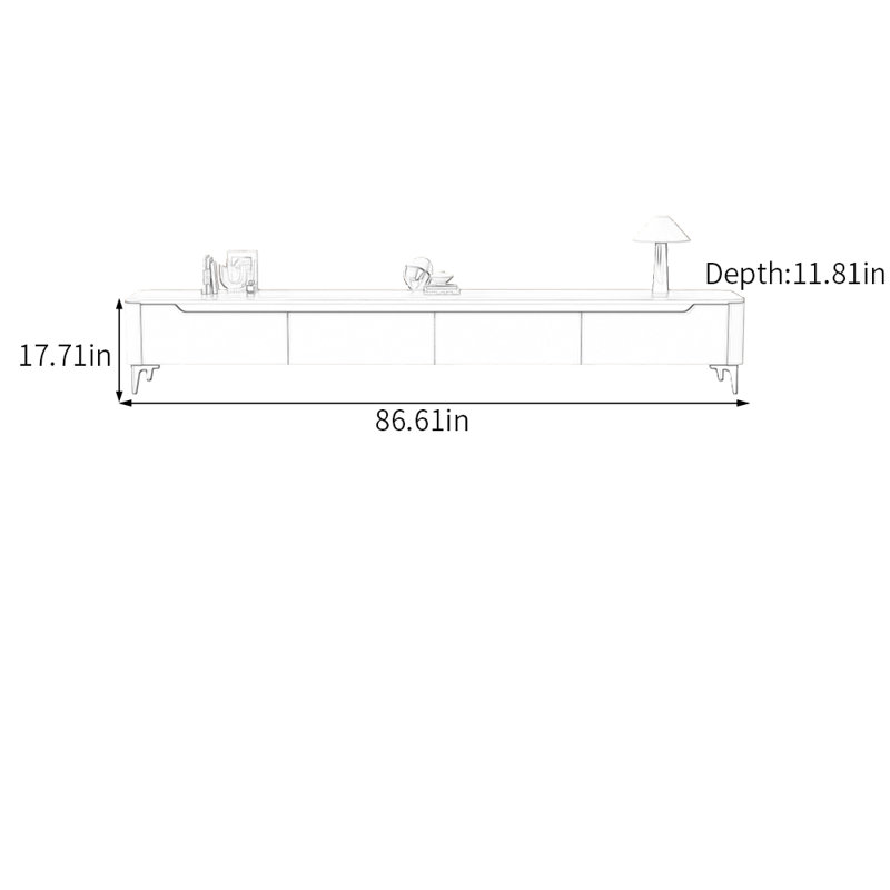Meuble télé Minimalist, H 17,71 po x L 86,61 po x l 11,81 po