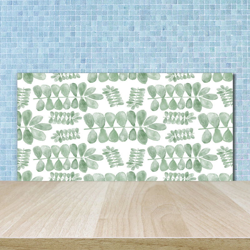 Green Leaves 50cm x 100cm Glass Panel