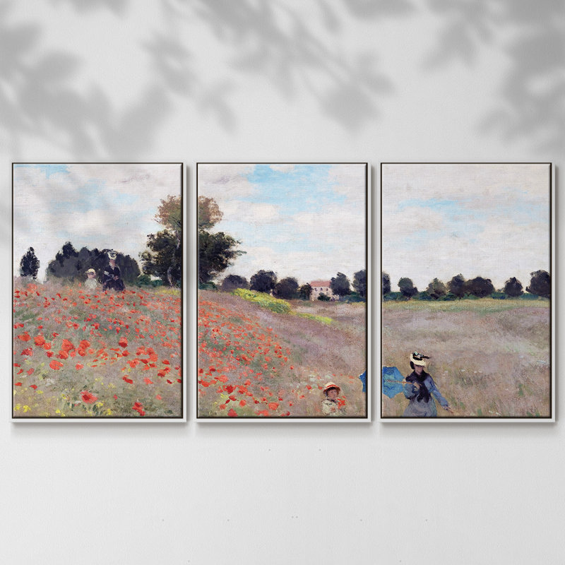 Monet - Toile encadrée multi-pièces_587MONETC, H 24 po x l 48 po x P 2 po, Blanc