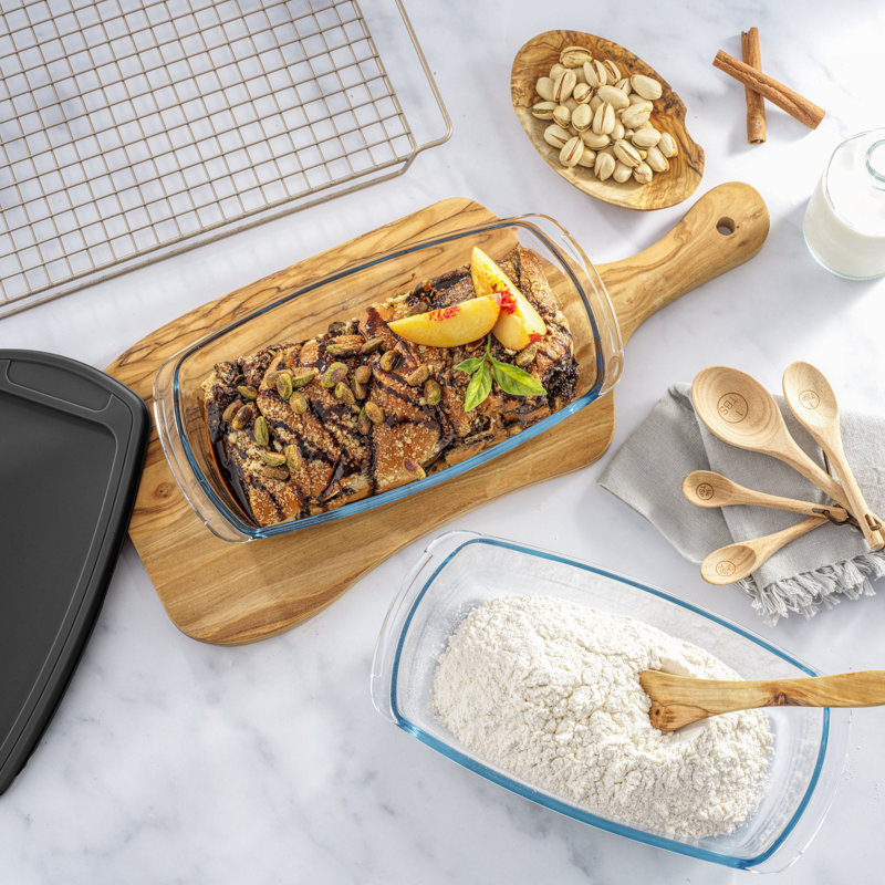 JoyJolt 3-Piece Glass Loaf Pans with Black Lids
