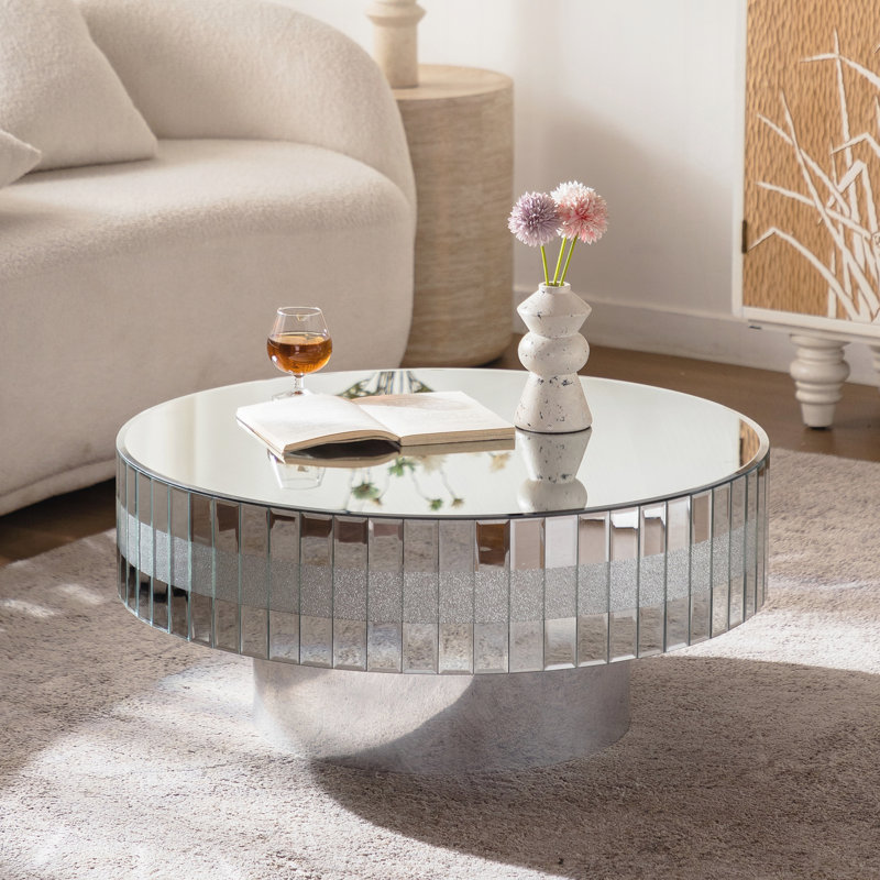 Table basse ronde en miroir pour le salon