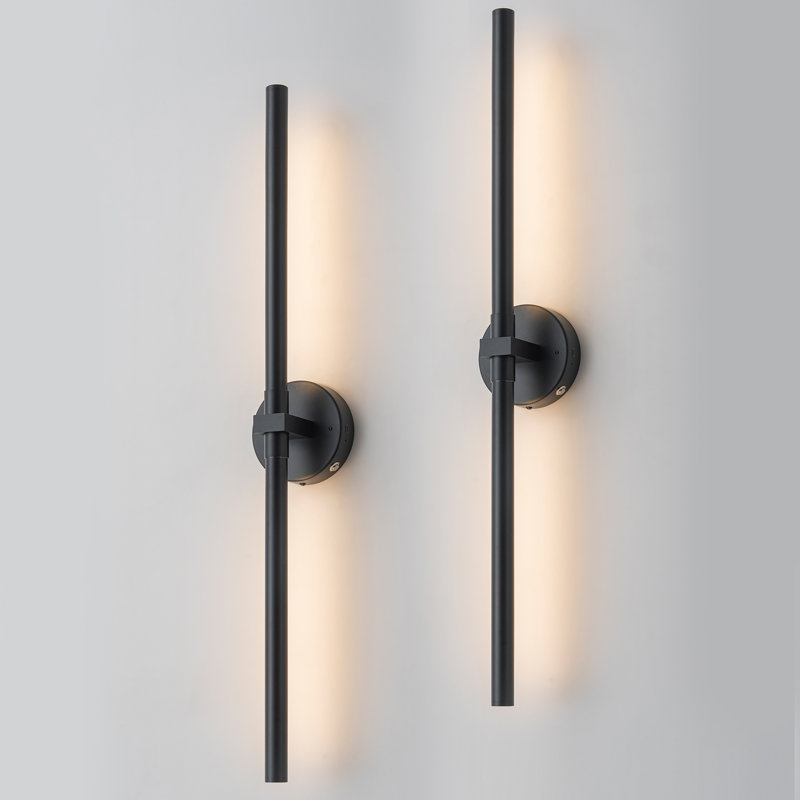 Jaiman 31'' Rechargeable LED Battery Operated Wall Sconces with Remote Control (Set of 2), Matte Black