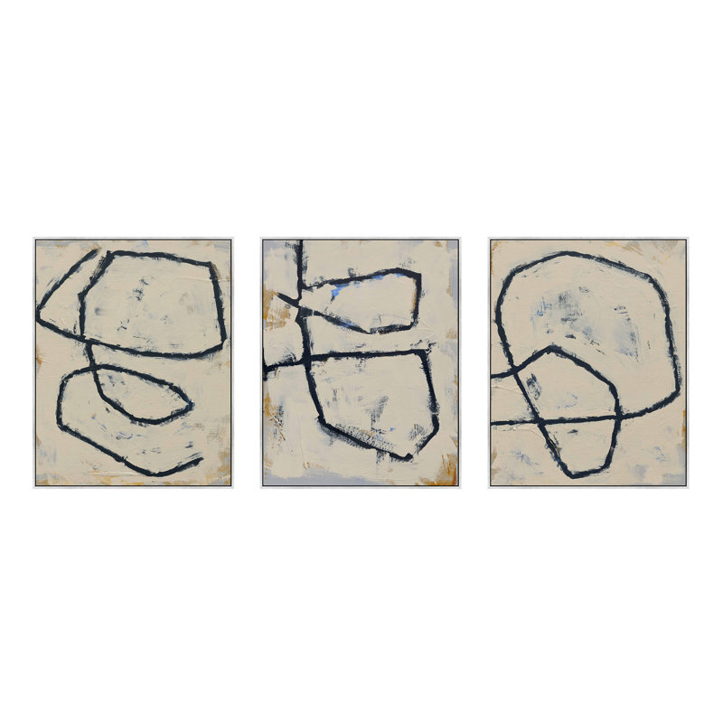 Twisted 4, 5, 6 by Jacques Pilon - 3 Piece Print Set, 25" H x 20" W x 1.25" D, Silver Framed Canvas