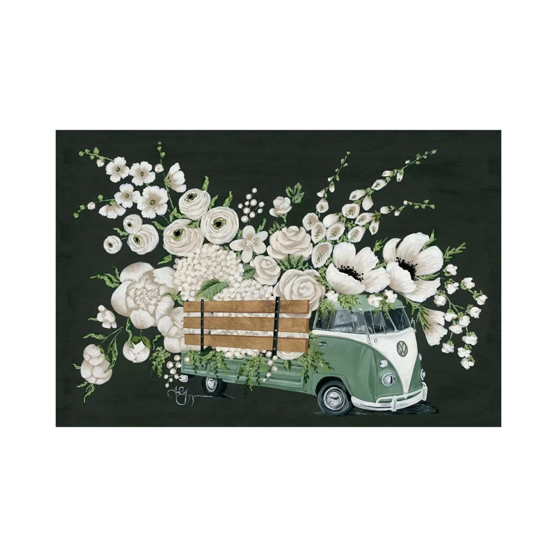 VW Bus Black by Hollihocks Art - Wrapped Canvas Painting, 20.32 cm H x 30.48 cm W