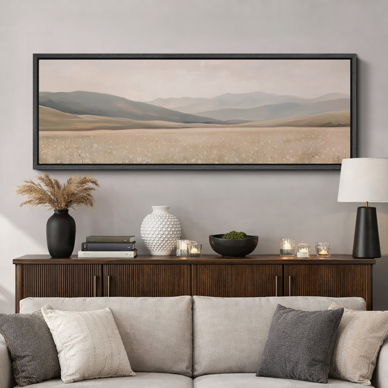 «Green Tan Mountain Landscape», art mural neutre, impression numérique sur toile giclée sur toile, H 20 po x l 60 po