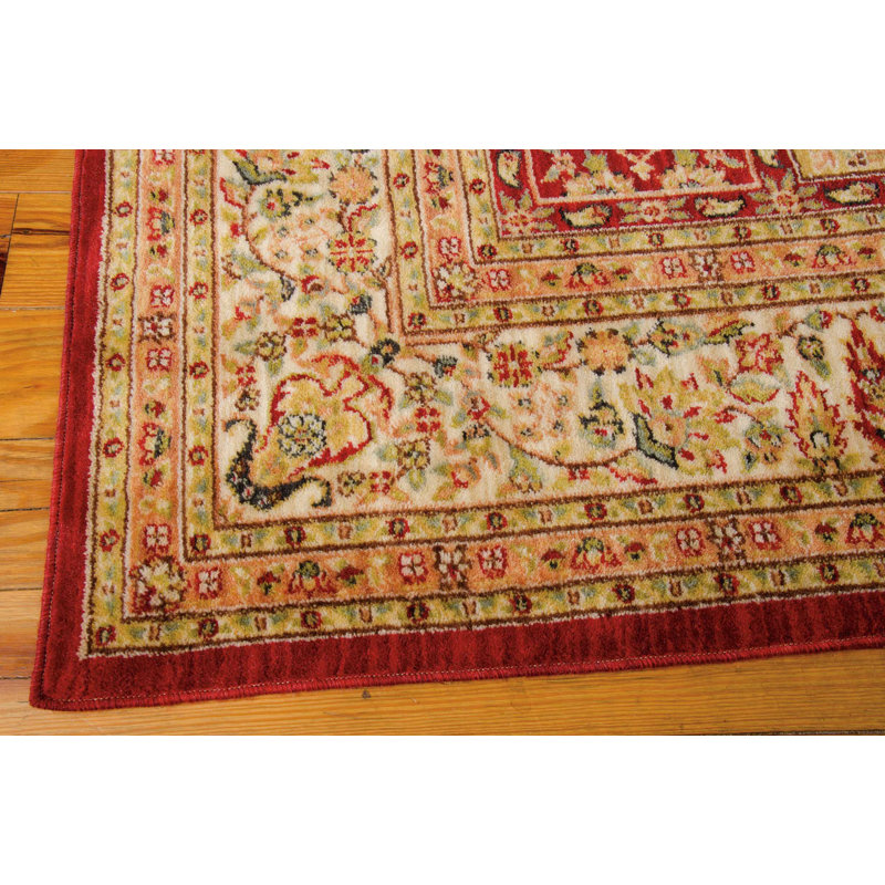 Milpitas Ancient Times Asian Dynasty Red/Orange/Beige Area Rug, Rectangle 7'9" x 10'10"