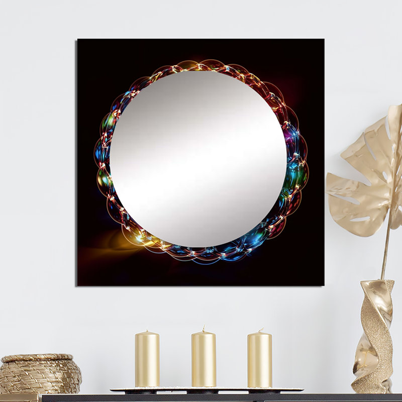 Circulare Infinity Matrix I - Fractals Mirror Square Art mural pour salle de bain, 23 po x 23 po
