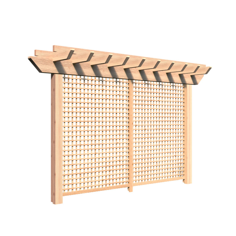 3' X 14' Rough Cut Cedar Monterrey Pergola With Lattice, 14 ft. W x 3 ft. D