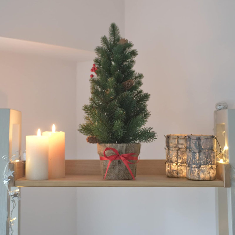 Artificial Natural Christmas Tree With Lights, 33cm H 