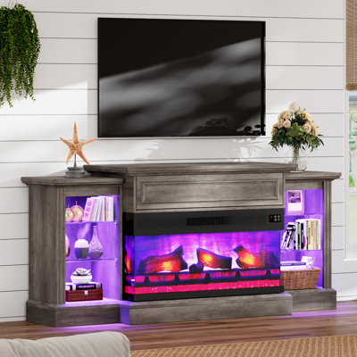 Meuble télé avec tablettes réglables et lumière DEL Alvilda