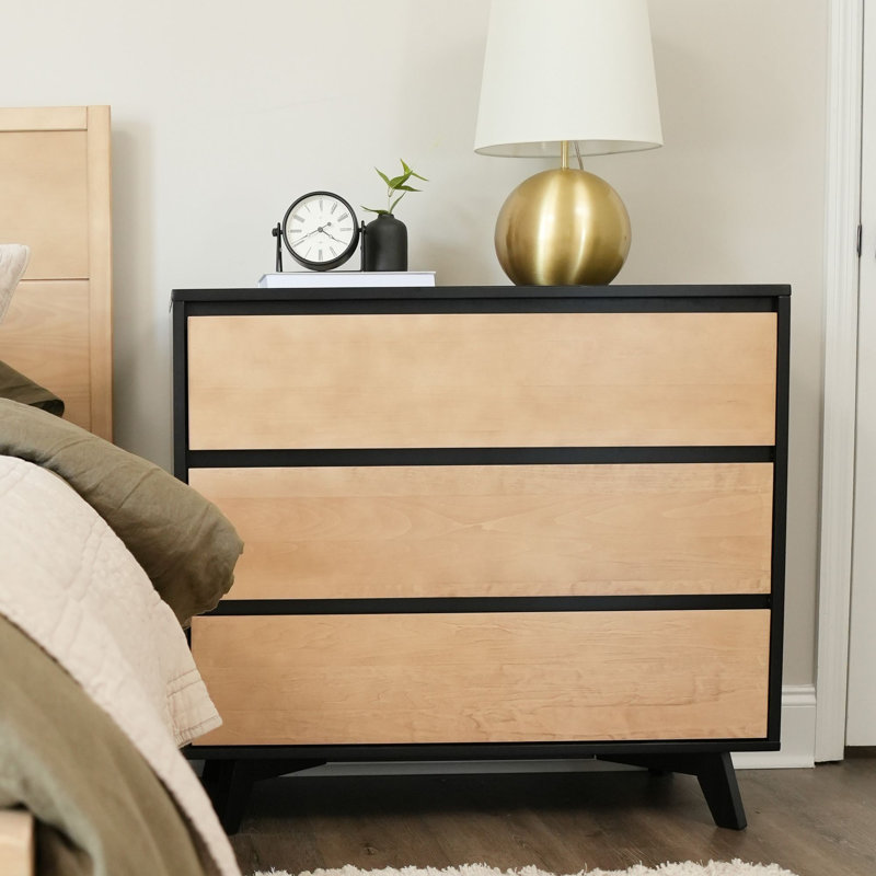 Lauritzen Scandinavian 3-Drawer Dresser, Black/Blonde