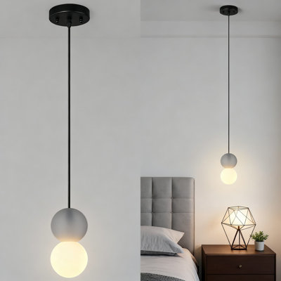 Luminaire suspendu moderne en béton avec globe en verre blanc pour îlot de cuisine, salon, éclairage de plafond, paquet de 2, cordon réglable