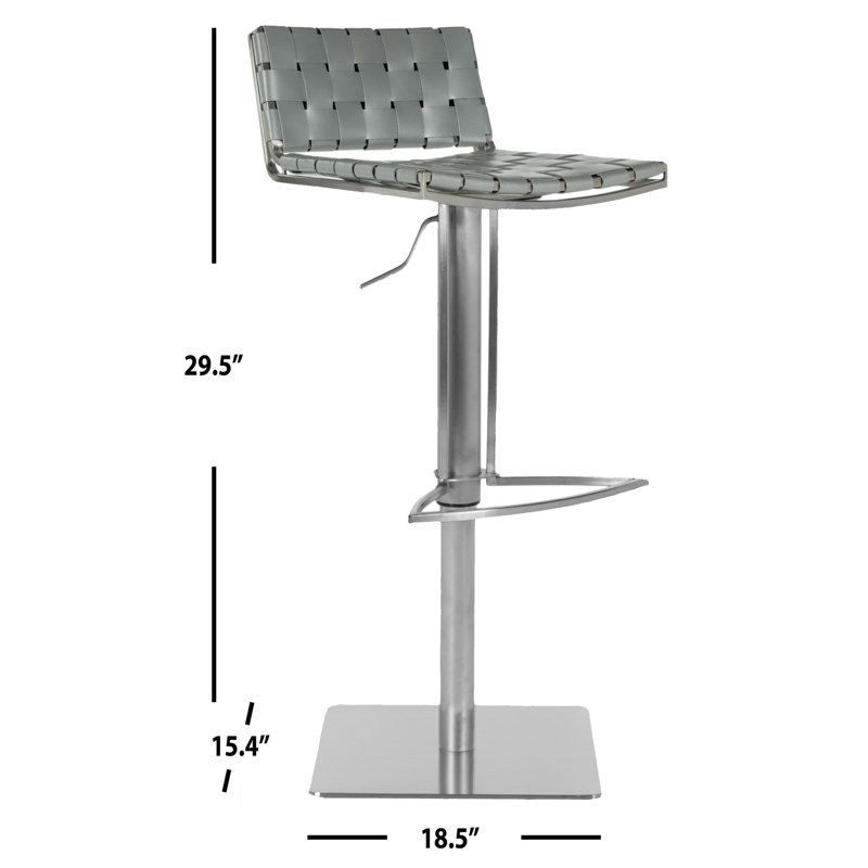Barber Swivel Upholstered Adjustable Height Counter Stool with Metal Frame, Gray